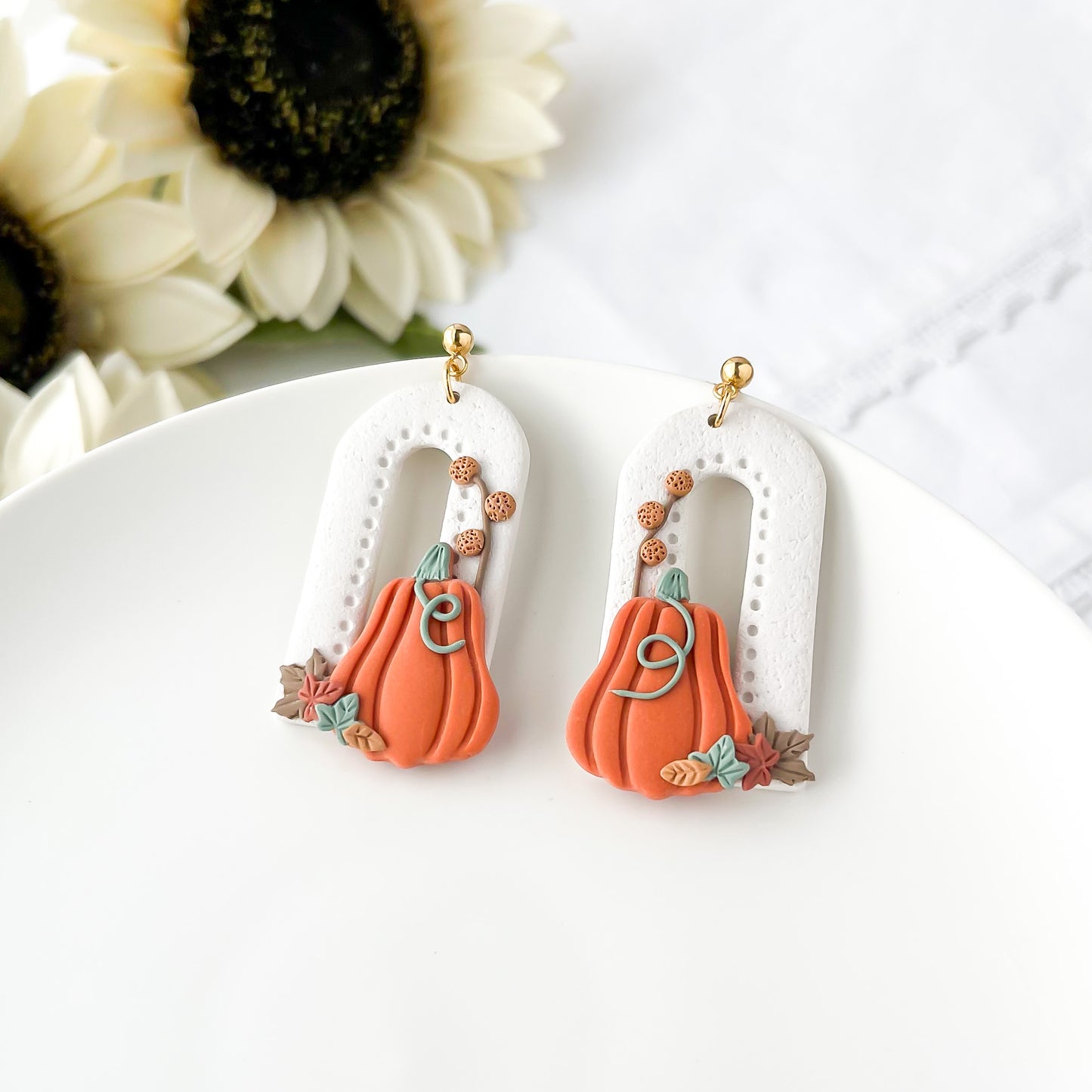 Whimsical Handmade Boho Pumpkin Earrings | Unique Fall Statement Jewelry | Artisan Earrings