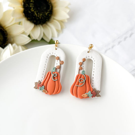 Whimsical Handmade Boho Pumpkin Earrings | Unique Fall Statement Jewelry | Artisan Earrings