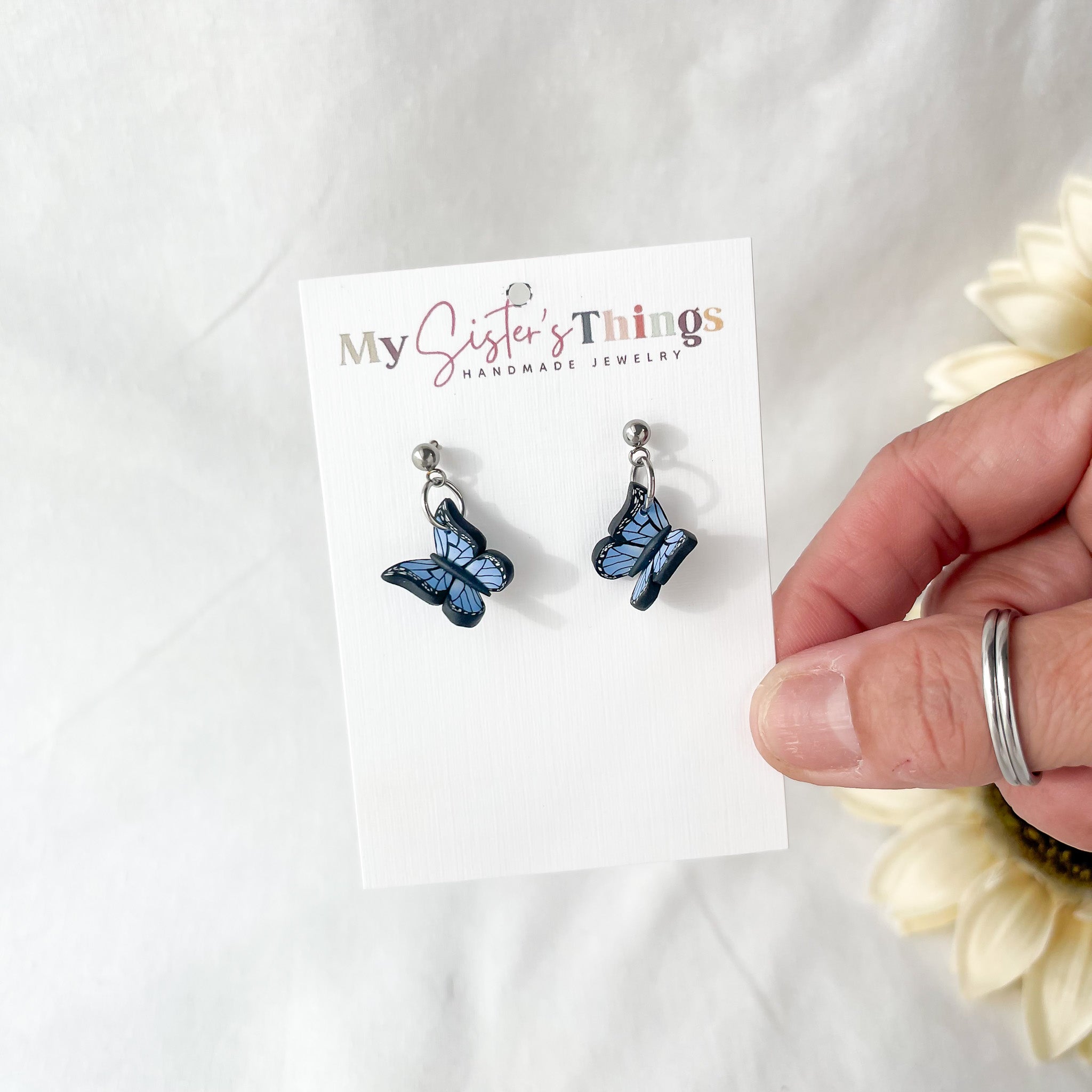 Dainty Butterfly Earrings, Surgical Steel For Sensitive Ears, Clip-On Option