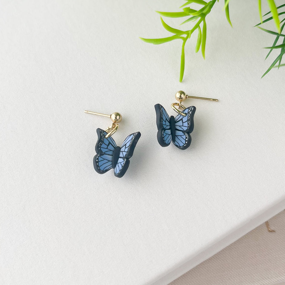 Dainty Butterfly Earrings, Surgical Steel For Sensitive Ears, Clip-On Option