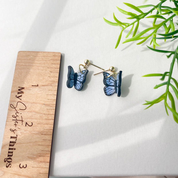 Dainty Butterfly Earrings, Surgical Steel For Sensitive Ears, Clip-On Option