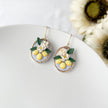 Italian Summer Lemon Tree Dangle Earrings, Handmade Polymer Clay Jewelry, Clip On Option
