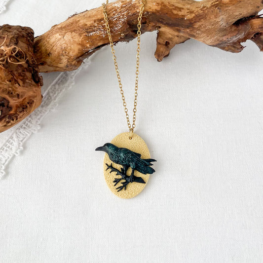 The Raven Necklace - Edgy Handmade Pendant, Dark Aesthetic Grunge Jewelry, Bold Fashion Statement Necklace