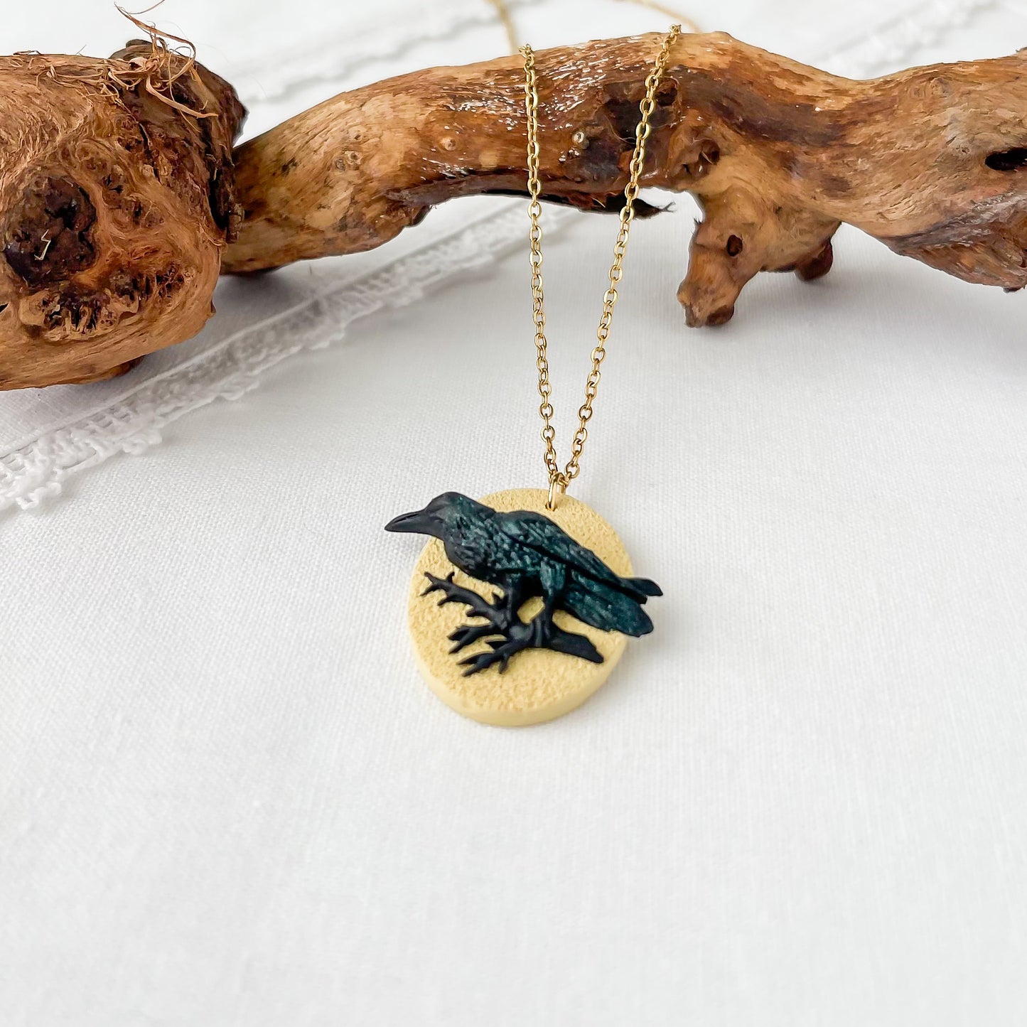 The Raven Necklace - Edgy Handmade Pendant, Dark Aesthetic Grunge Jewelry, Bold Fashion Statement Necklace