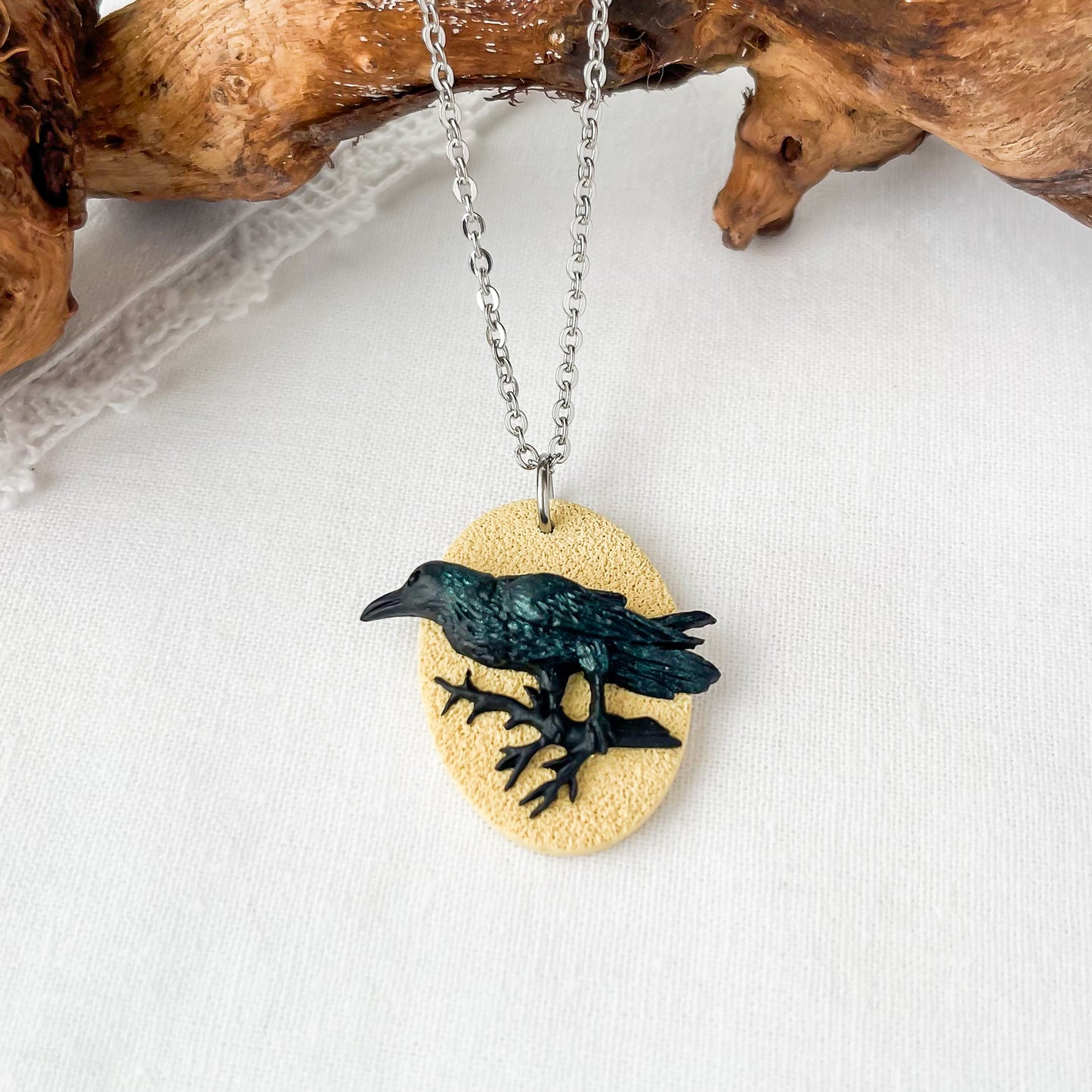 The Raven Necklace - Edgy Handmade Pendant, Dark Aesthetic Grunge Jewelry, Bold Fashion Statement Necklace