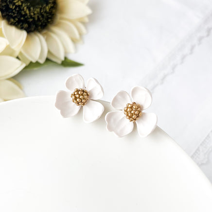 Large Flower Stud Earrings | Unique Handmade Statement Jewelry | Cottagecore Bohemian Chic Stud Earrings