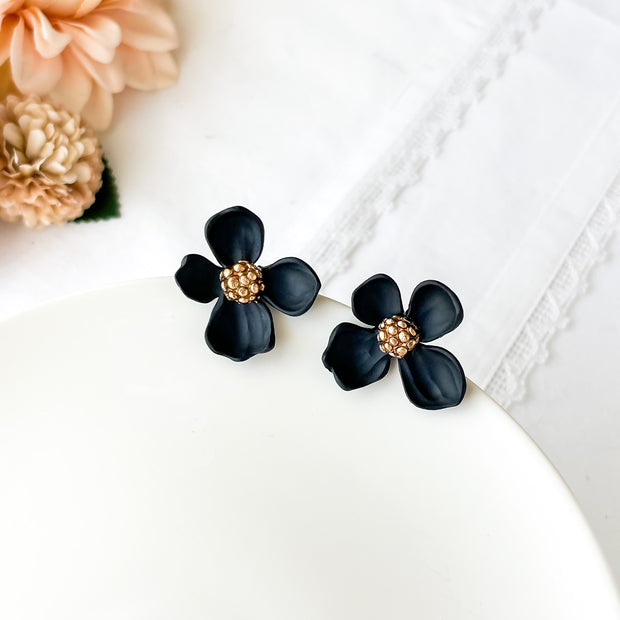 Large Flower Stud Earrings | Unique Handmade Statement Jewelry | Cottagecore Bohemian Chic Stud Earrings