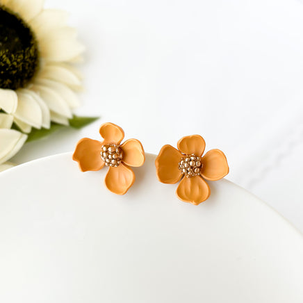 Large Flower Stud Earrings | Unique Handmade Statement Jewelry | Cottagecore Bohemian Chic Stud Earrings