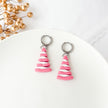 Pink Christmas Tree Earrings