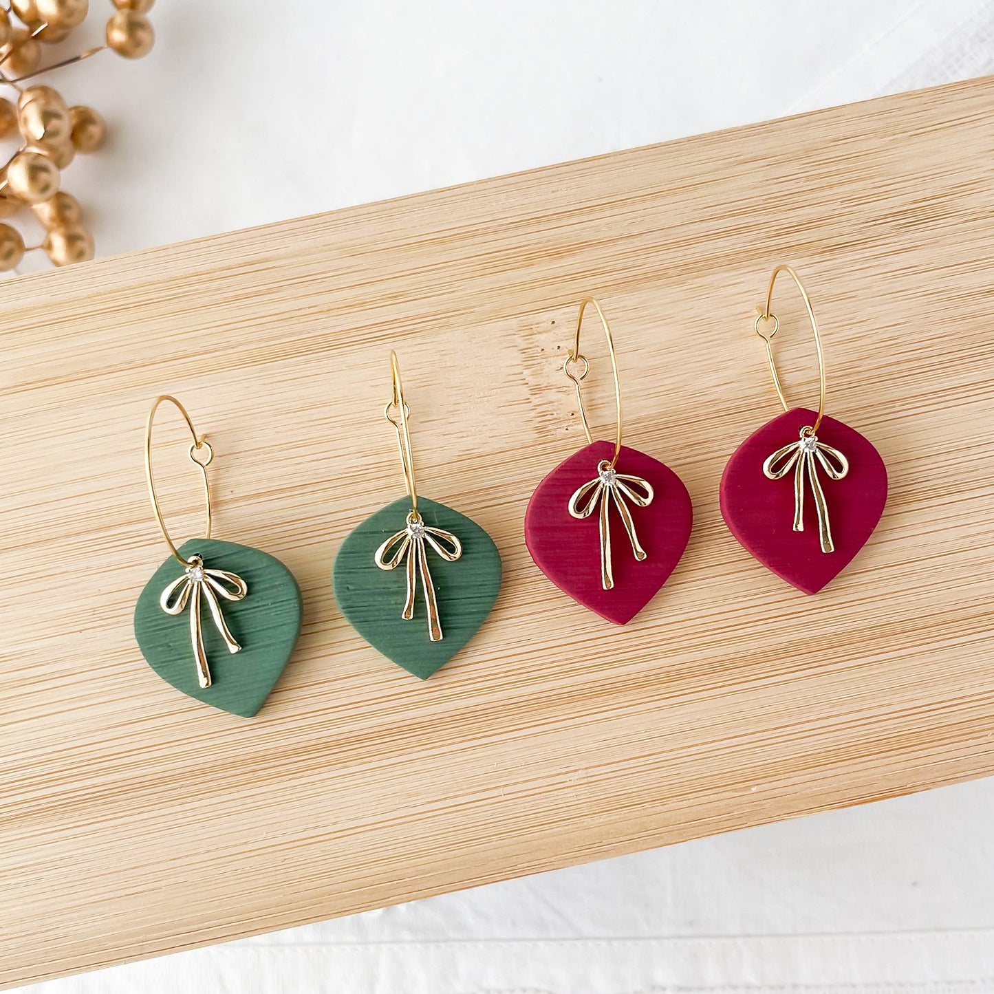 Bow Dangle Christmas Earrings