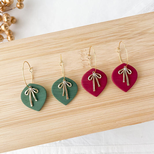 Bow Dangle Christmas Earrings