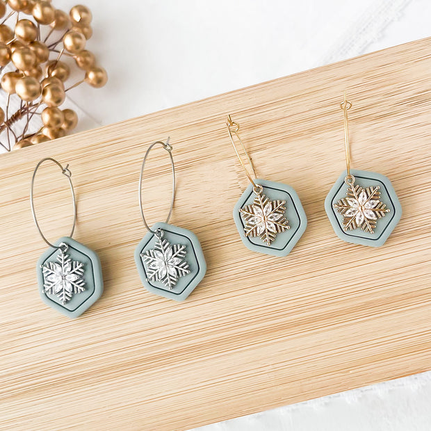 Blue Snowflake Hoops