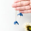 Iris Threader Earrings | Lightweight Polymer Clay Jewelry | Flower Statement Clip-On Earrings