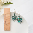Green Snake Dangle Earrings | Cottagecore Jewelry Nickel Free | Lightweight Statement Jewelry | Witchy Clip-Ons Earrings Option