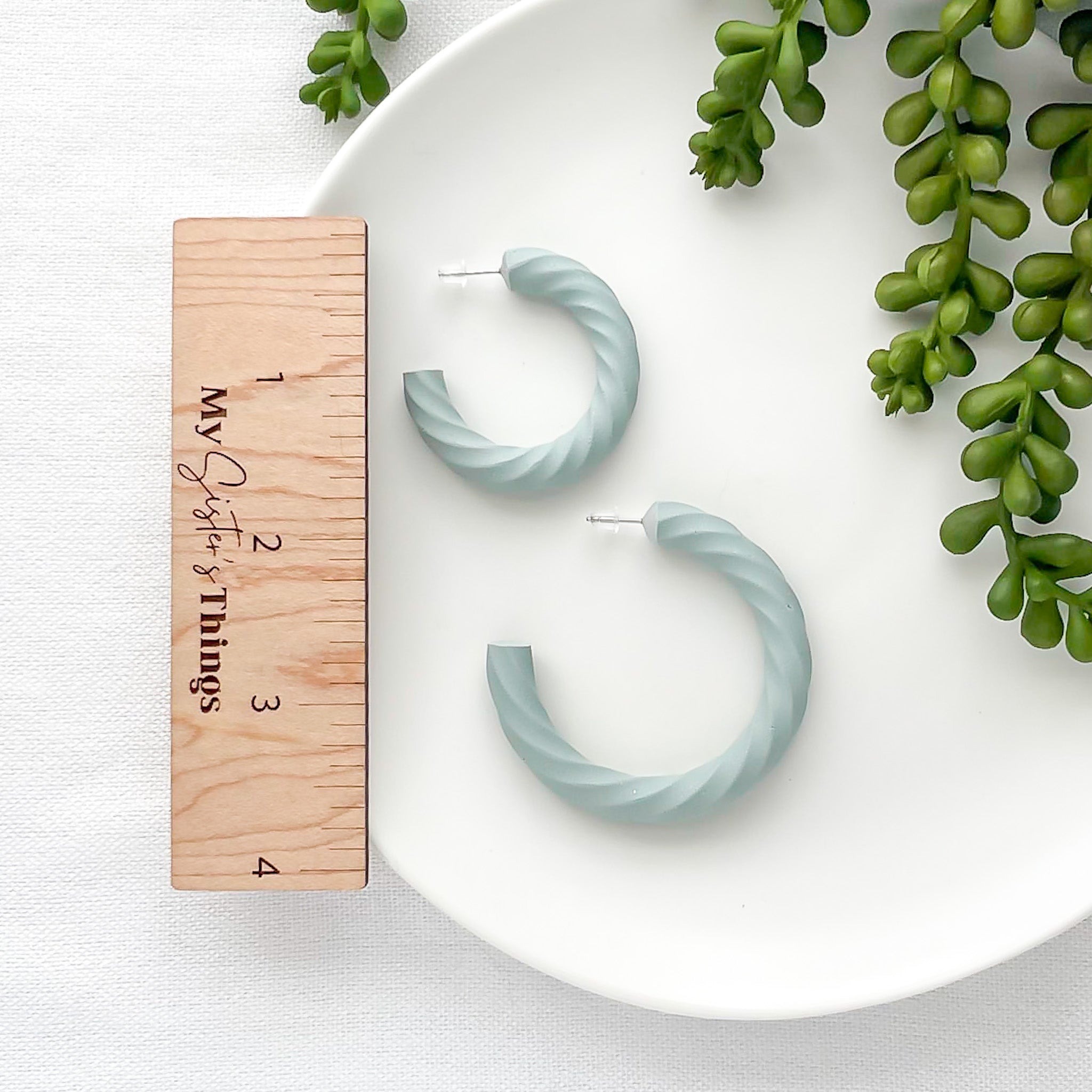 Ella Sea Foam Hoop Earrings | Polymer Clay Hoop Earrings | Lightweight Statement Earrings