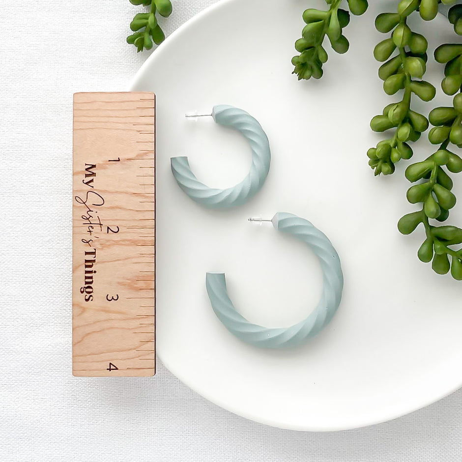 Ella Sea Foam Hoop Earrings | Polymer Clay Hoop Earrings | Lightweight Statement Earrings