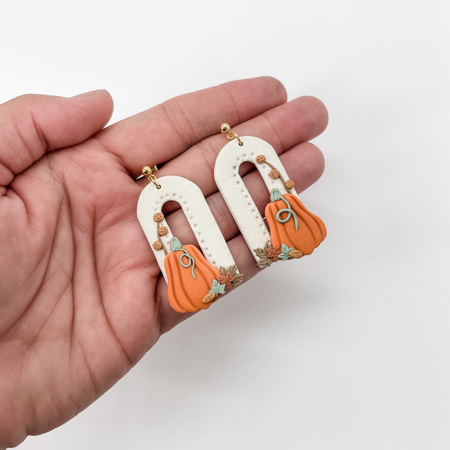 Whimsical Handmade Boho Pumpkin Earrings | Unique Fall Statement Jewelry | Artisan Earrings