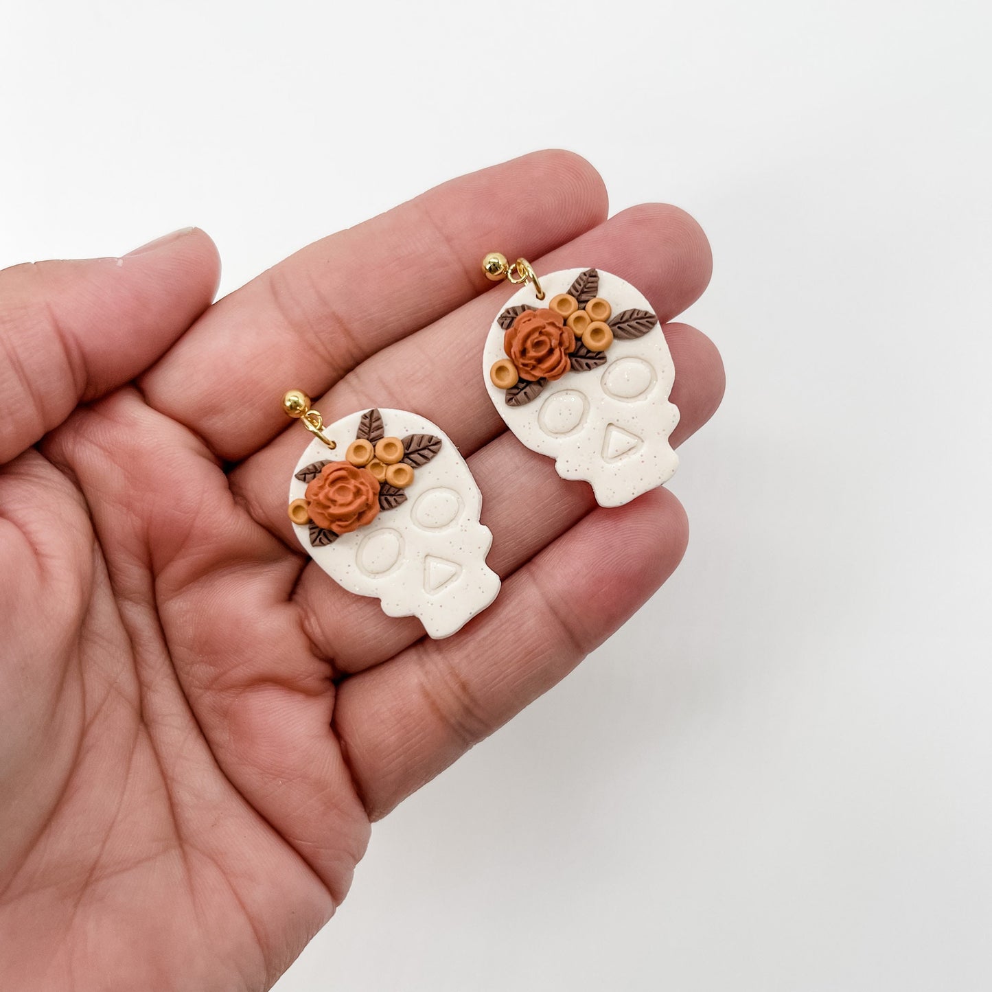 Edgy Floral Skull Earrings | Unique Handmade Statement Jewelry | Boho Chic Artisan Designs