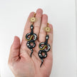 Bold Handmade Black Snake Earrings | Unique Edgy Statement Jewelry | Boho Chic Clip-On Earrings Option
