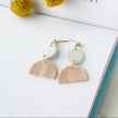Dainty Handmade Geometric Peach Earrings | Bold Artisan Jewelry | Boho Chic Statement Earrings | Clip-On Option