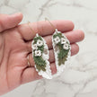 Handmade Feather and Magnolia Statement Earrings | Unique Boho Chic Artisan Jewelry | Boho Clip-On Earrings Option