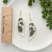 Handmade Feather and Magnolia Statement Earrings | Unique Boho Chic Artisan Jewelry | Boho Clip-On Earrings Option