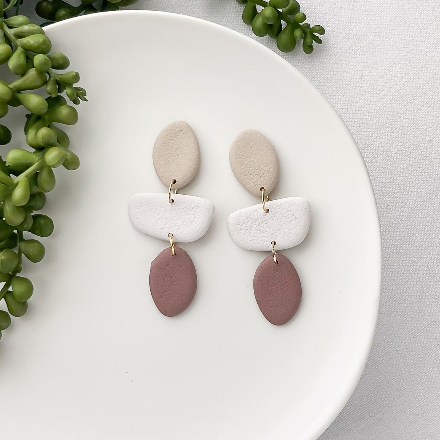 Earth tone earrings dangle, trendy mothers day gift for step mom, best friend birthday gift for her, boho clip on earrings for women, cute
