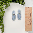 Dusty blue earrings for women, white flower earrings dangle, Mothers day gift for mom, boho earrings clay, best friend birthday gift for her