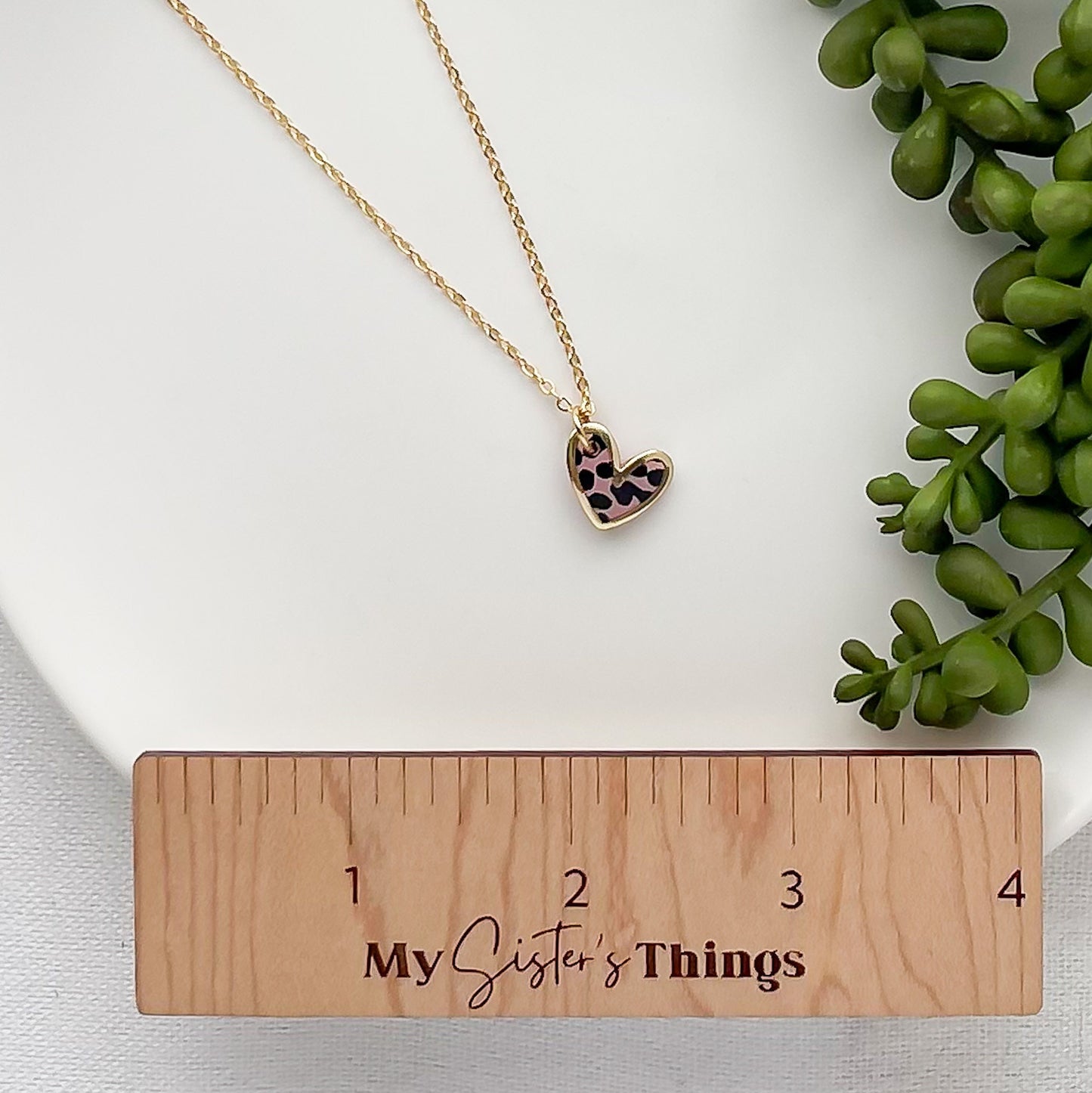 Pink leopard heart necklace gold, trendy jewelry for teens, best friend birthday gift for her, Mothers day gift for mom, teenage girl