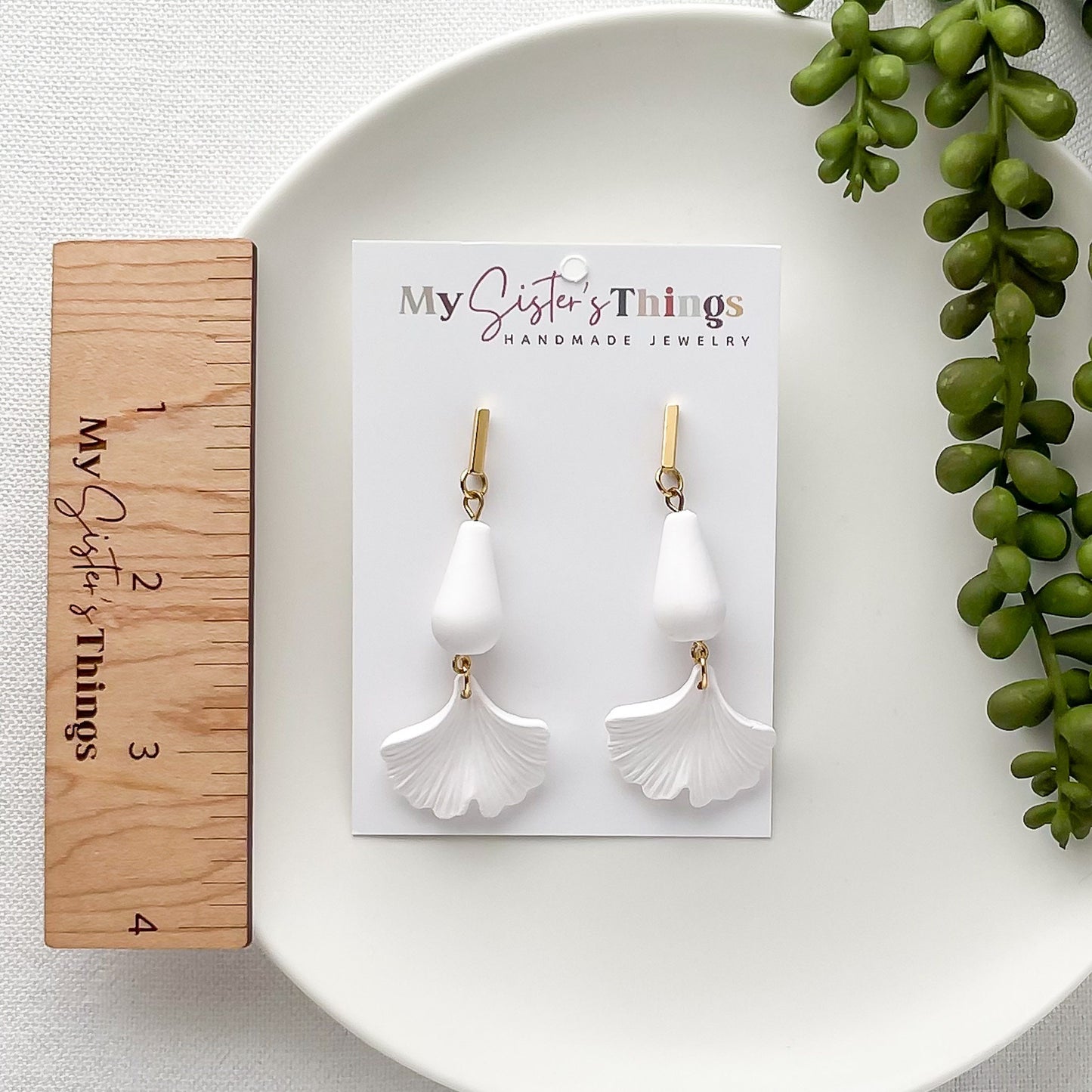 Ginkgo leaf earrings gold, indigo blue earrings for wedding, plant mom gifts, trendy birthday gifts for mom, floral bridesmaid earrings