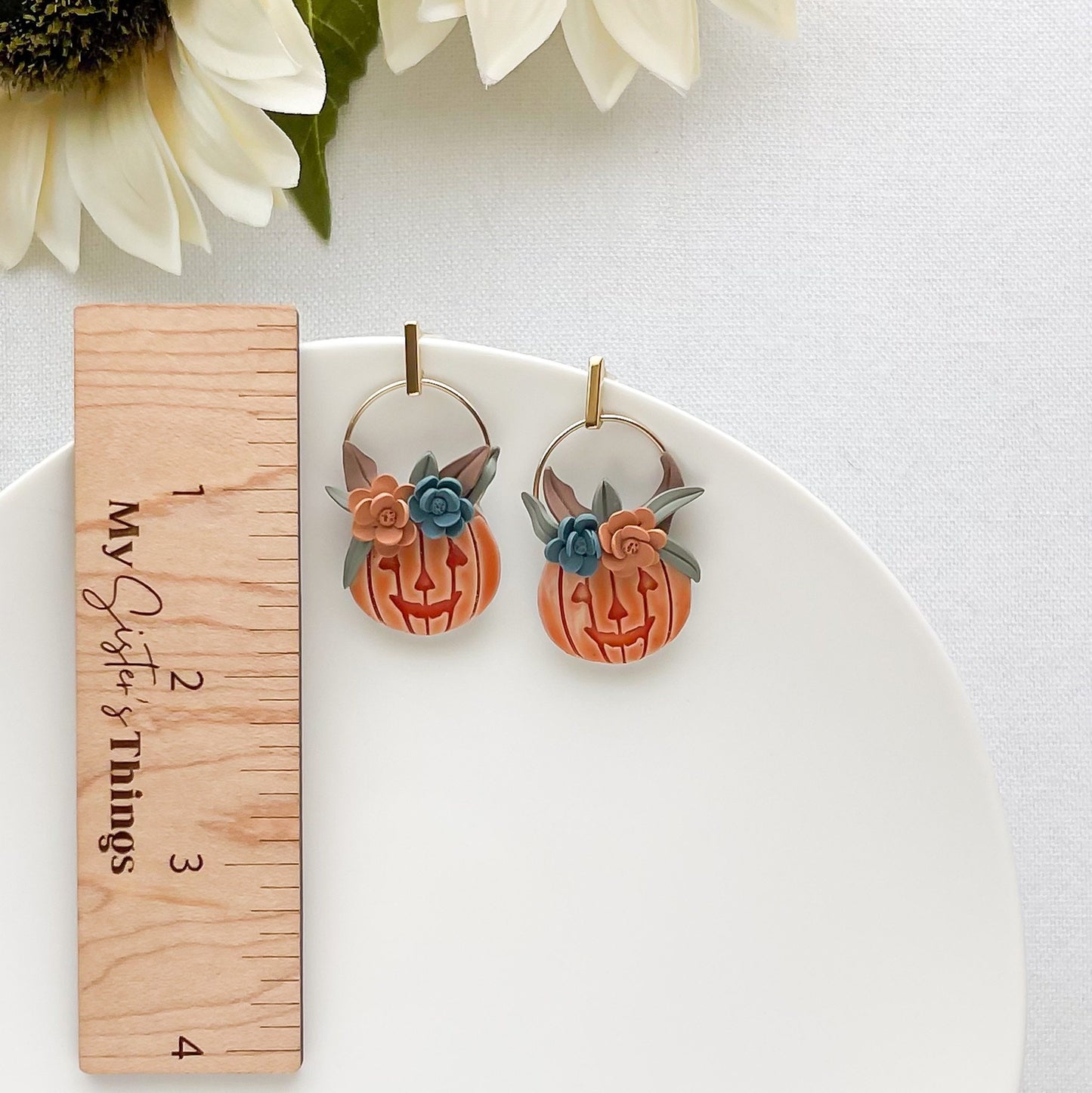 Floral Handmade Pumpkin Earrings | Unique Boho Chic Fall Statement Earrings for Halloween | Artisan-Made, Edgy Jewelry